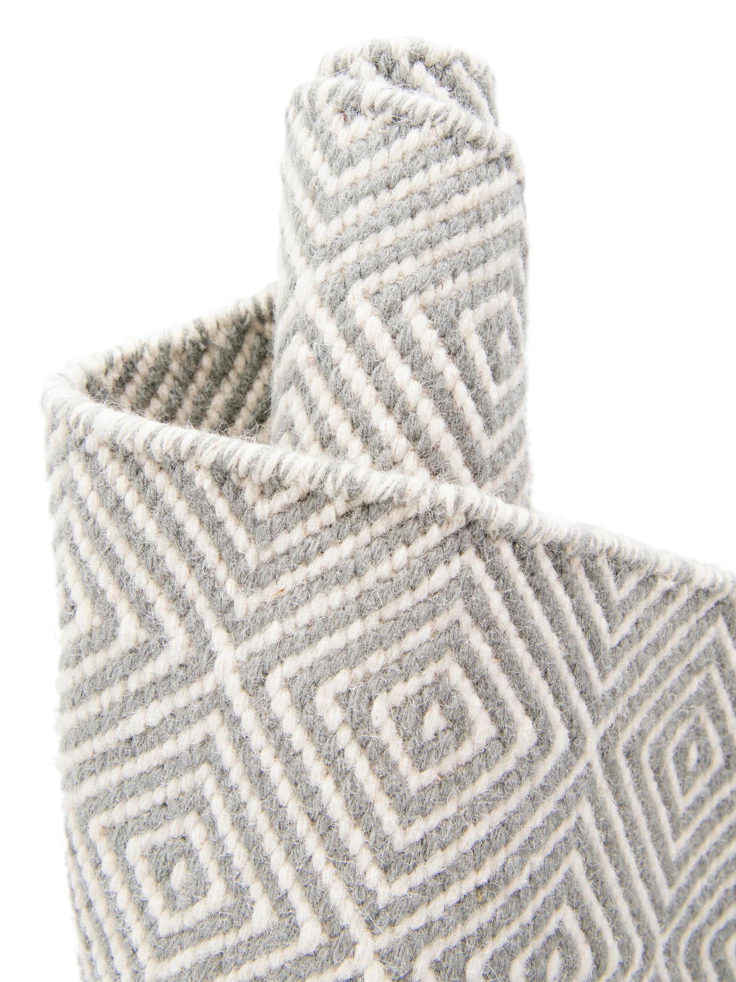 Gray 9' x 12' Geo Trellis Flatweave Rectangle Area Rug 80% Wool & 20% Cotton Natural Geometric Carpet for Living, Office, Dining, Dorms for Sale at Rug Engine