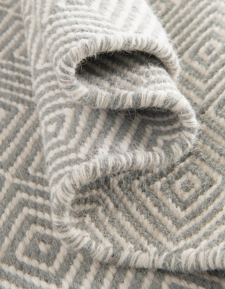 Gray 10' x 14' 1 Geo Trellis Flatweave Rectangle Area Rug 80% Wool & 20% Cotton Natural Geometric Carpet for Living, Office, Dining, Dorms for Sale at Rug Engine