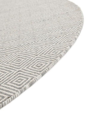 Gray 10' x 10' Geo Trellis Flatweave Round Area Rug 80% Wool & 20% Cotton Natural Geometric Carpet for Living, Office, Dining, Dorms for Sale at Rug Engine