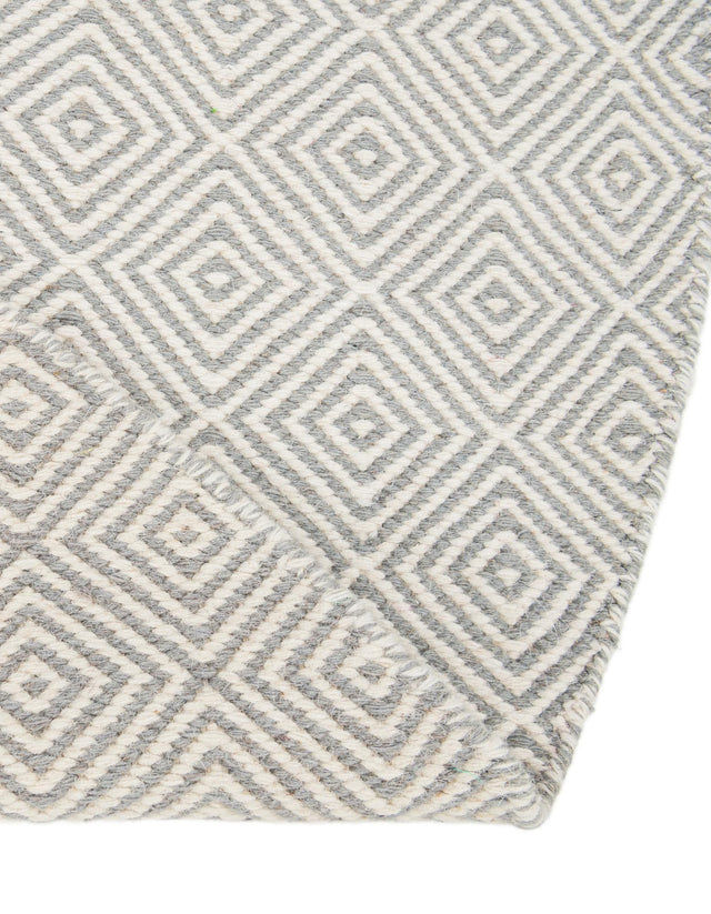 Gray 10' x 10' Geo Trellis Flatweave Round Area Rug 80% Wool & 20% Cotton Natural Geometric Carpet for Living, Office, Dining, Dorms for Sale at Rug Engine