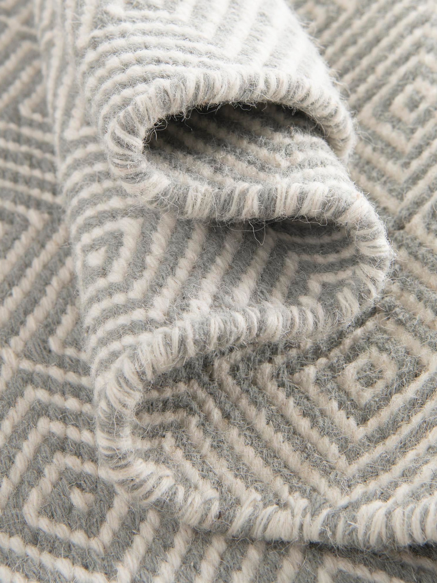 Gray 3' 1 x 3' 1 Geo Trellis Flatweave Round Area Rug 80% Wool & 20% Cotton Natural Geometric Carpet for Living, Office, Dining, Dorms for Sale at Rug Engine