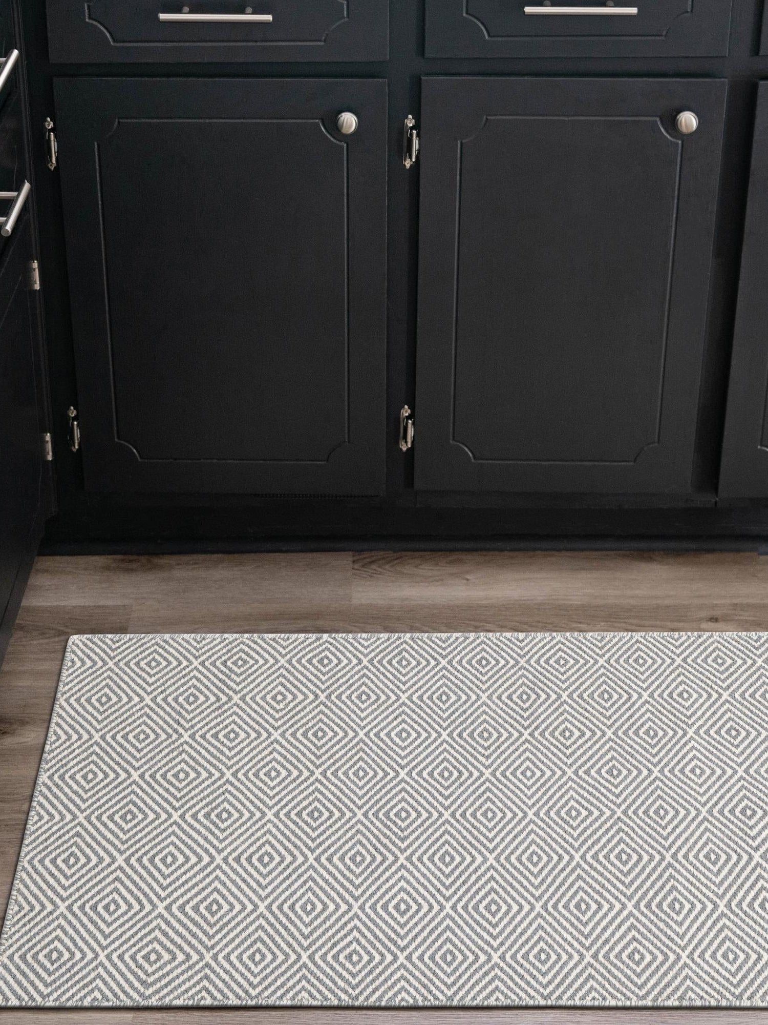 Gray 2' x 6' 1 Geo Trellis Flatweave Runner Area Rug 80% Wool & 20% Cotton Natural Geometric Carpet for Living, Office, Dining, Dorms for Sale at Rug Engine