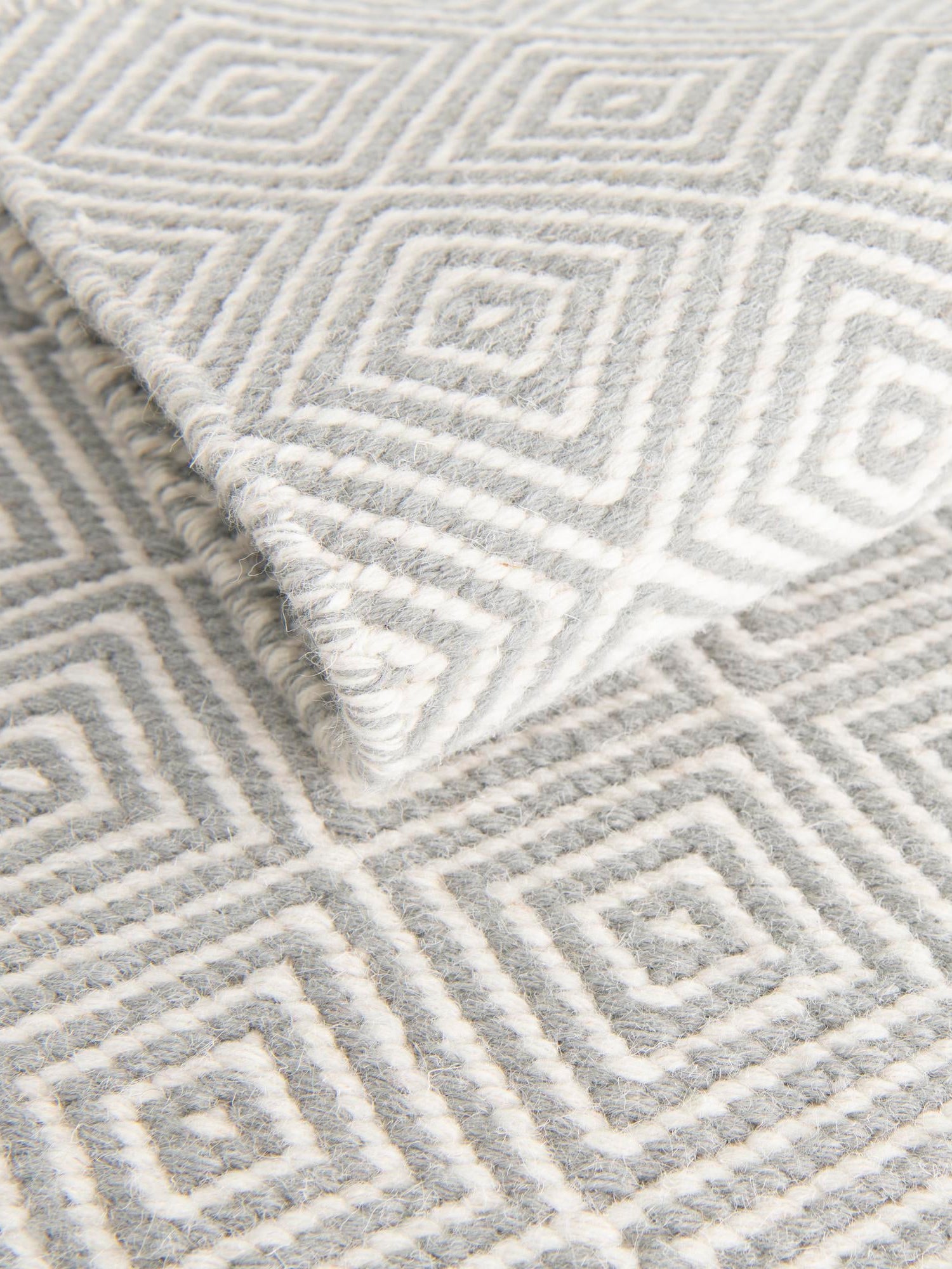 Gray 2' 7 x 14' 1 Geo Trellis Flatweave Runner Area Rug 80% Wool & 20% Cotton Natural Geometric Carpet for Living, Office, Dining, Dorms for Sale at Rug Engine