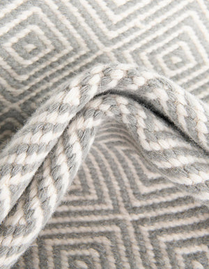 Gray 2' 7 x 14' 1 Geo Trellis Flatweave Runner Area Rug 80% Wool & 20% Cotton Natural Geometric Carpet for Living, Office, Dining, Dorms for Sale at Rug Engine