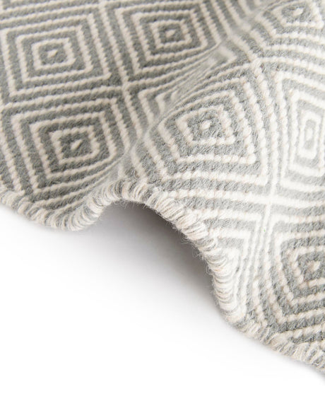 Gray 2' 7 x 14' 1 Geo Trellis Flatweave Runner Area Rug 80% Wool & 20% Cotton Natural Geometric Carpet for Living, Office, Dining, Dorms for Sale at Rug Engine