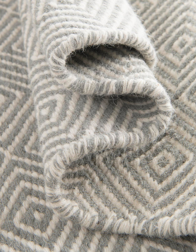 Gray 2' 7 x 14' 1 Geo Trellis Flatweave Runner Area Rug 80% Wool & 20% Cotton Natural Geometric Carpet for Living, Office, Dining, Dorms for Sale at Rug Engine