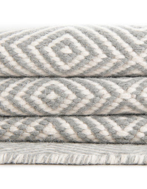 Gray 2' 7 x 14' 1 Geo Trellis Flatweave Runner Area Rug 80% Wool & 20% Cotton Natural Geometric Carpet for Living, Office, Dining, Dorms for Sale at Rug Engine