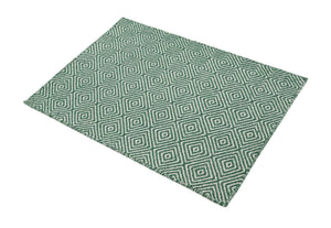 Green 2' x 3' 1 Geo Trellis Flatweave Rectangle Area Rug 80% Wool & 20% Cotton Natural Geometric Carpet for Living, Office, Dining, Dorms for Sale at Rug Engine
