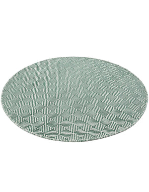 Green 4' 1 x 4' 1 Geo Trellis Flatweave Round Area Rug 80% Wool & 20% Cotton Natural Geometric Carpet for Living, Office, Dining, Dorms for Sale at Rug Engine