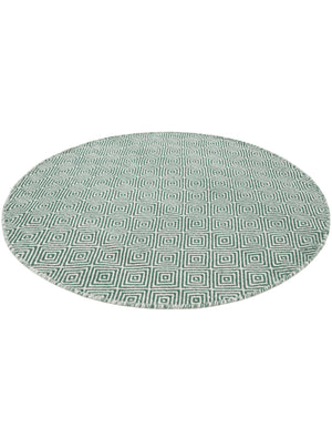 Green 4' 1 x 4' 1 Geo Trellis Flatweave Round Area Rug 80% Wool & 20% Cotton Natural Geometric Carpet for Living, Office, Dining, Dorms for Sale at Rug Engine