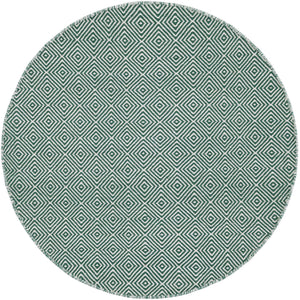 Green 4' 1 x 4' 1 Geo Trellis Flatweave Round Area Rug 80% Wool & 20% Cotton Natural Geometric Carpet for Living, Office, Dining, Dorms for Sale at Rug Engine