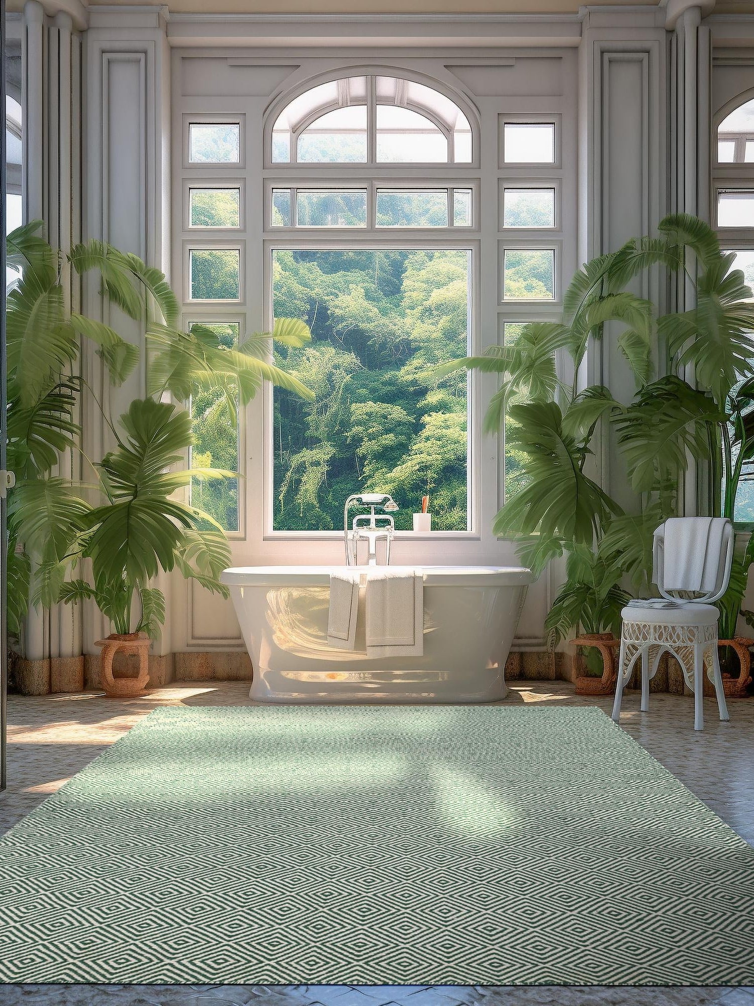 Green 7' 10 x 10' Geo Trellis Flatweave Rectangle Area Rug 80% Wool & 20% Cotton Natural Geometric Carpet for Living, Office, Dining, Dorms for Sale at Rug Engine