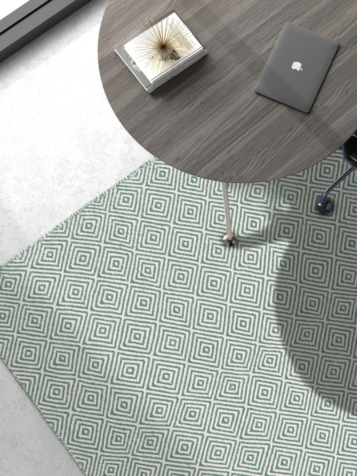 Green 2' x 3' 1 Geo Trellis Flatweave Rectangle Area Rug 80% Wool & 20% Cotton Natural Geometric Carpet for Living, Office, Dining, Dorms for Sale at Rug Engine
