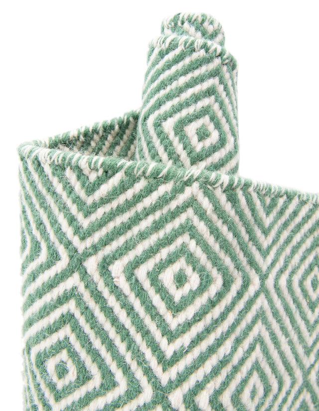 Green 10' x 14' 1 Geo Trellis Flatweave Rectangle Area Rug 80% Wool & 20% Cotton Natural Geometric Carpet for Living, Office, Dining, Dorms for Sale at Rug Engine