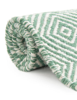 Green 2' x 3' 1 Geo Trellis Flatweave Rectangle Area Rug 80% Wool & 20% Cotton Natural Geometric Carpet for Living, Office, Dining, Dorms for Sale at Rug Engine