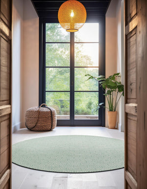 Green 12' x 12' Geo Trellis Flatweave Round Area Rug 80% Wool & 20% Cotton Natural Geometric Carpet for Living, Office, Dining, Dorms for Sale at Rug Engine