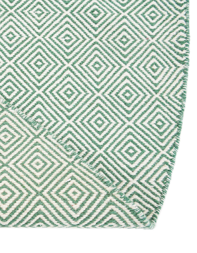 Green 4' 1 x 4' 1 Geo Trellis Flatweave Round Area Rug 80% Wool & 20% Cotton Natural Geometric Carpet for Living, Office, Dining, Dorms for Sale at Rug Engine
