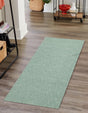 Green 2' 7 x 12' Geo Trellis Flatweave Runner Area Rug 80% Wool & 20% Cotton Natural Geometric Carpet for Living, Office, Dining, Dorms for Sale at Rug Engine