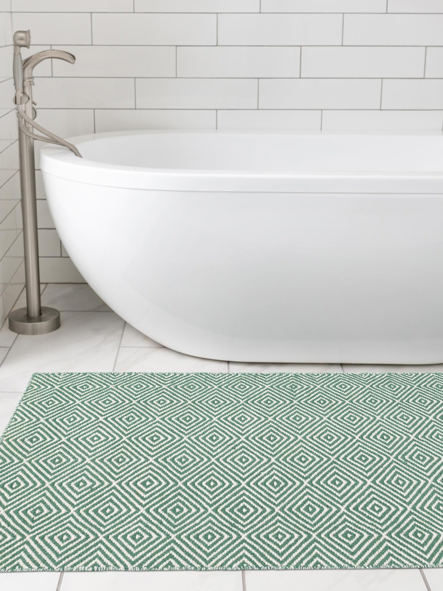 Green 2' 7 x 12' Geo Trellis Flatweave Runner Area Rug 80% Wool & 20% Cotton Natural Geometric Carpet for Living, Office, Dining, Dorms for Sale at Rug Engine