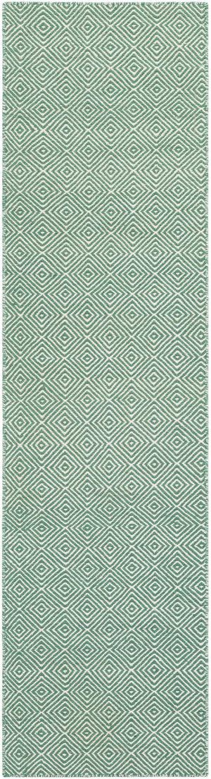 Green 2' x 8' Geo Trellis Flatweave Runner Area Rug 80% Wool & 20% Cotton Natural Geometric Carpet for Living, Office, Dining, Dorms for Sale at Rug Engine