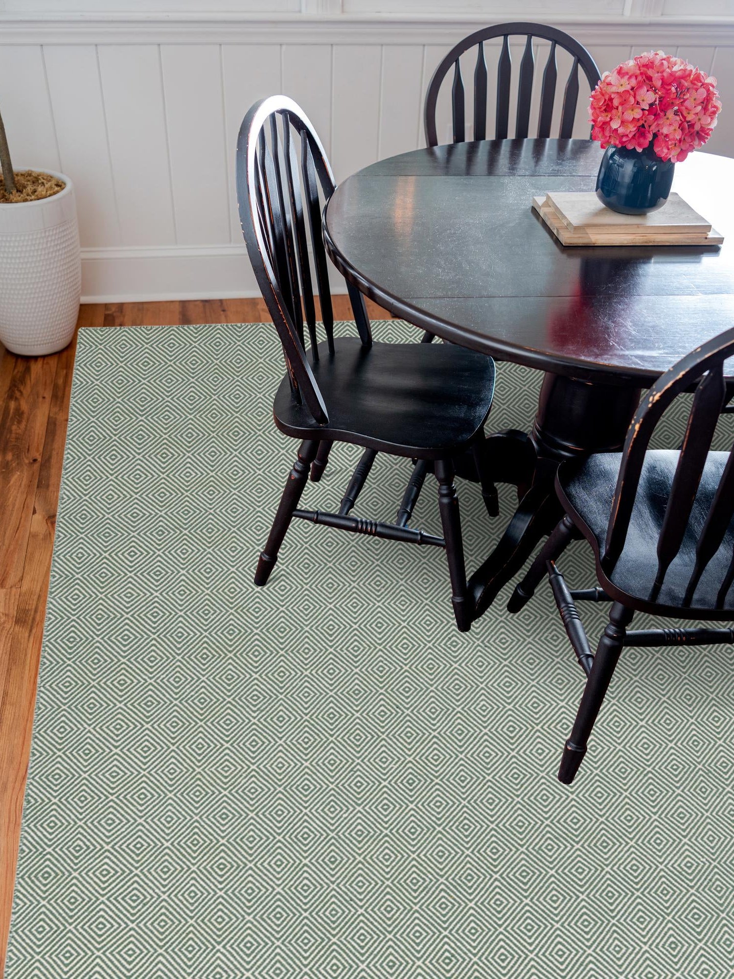 Green 10' x 10' Geo Trellis Flatweave Square Area Rug 80% Wool & 20% Cotton Natural Geometric Carpet for Living, Office, Dining, Dorms for Sale at Rug Engine