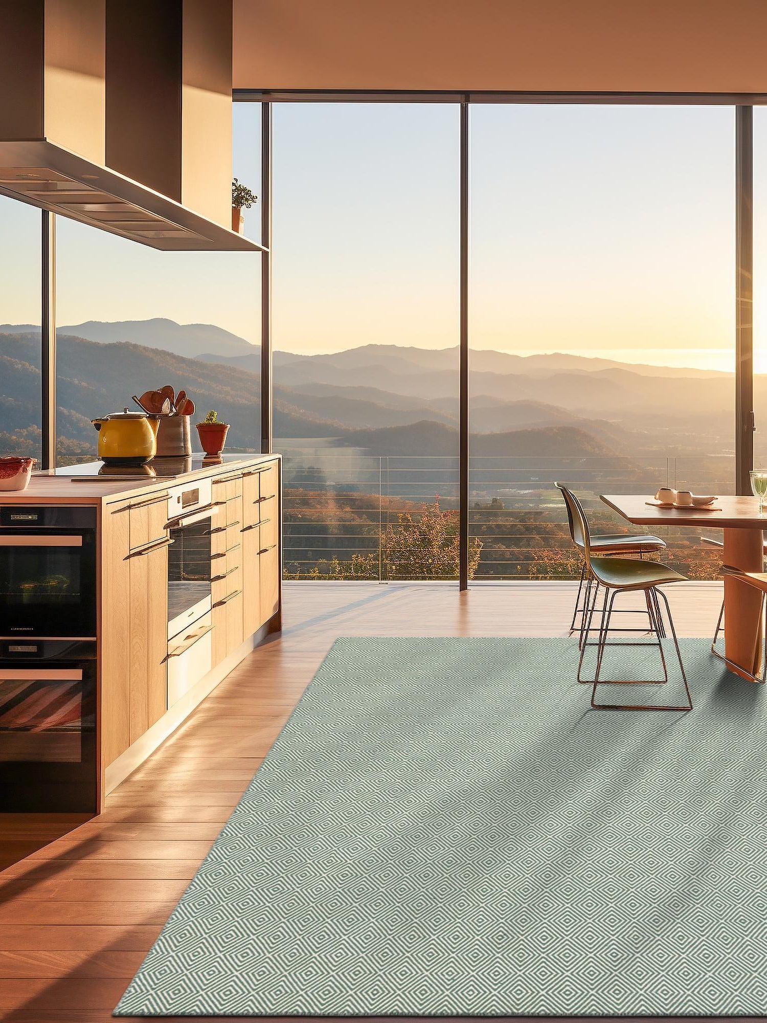 Green 7' 10 x 7' 10 Geo Trellis Flatweave Square Area Rug 80% Wool & 20% Cotton Natural Geometric Carpet for Living, Office, Dining, Dorms for Sale at Rug Engine