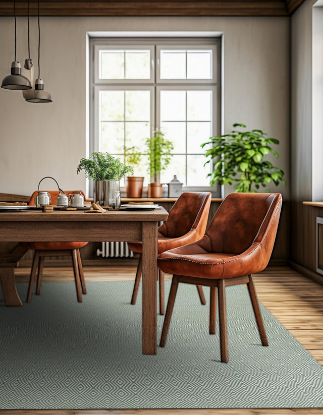 Green 7' 10 x 7' 10 Geo Trellis Flatweave Square Area Rug 80% Wool & 20% Cotton Natural Geometric Carpet for Living, Office, Dining, Dorms for Sale at Rug Engine