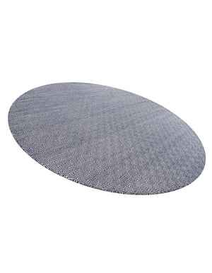 Navy Blue 10' x 10' Geo Trellis Flatweave Round Area Rug 80% Wool & 20% Cotton Natural Geometric Carpet for Living, Office, Dining, Dorms for Sale at Rug Engine