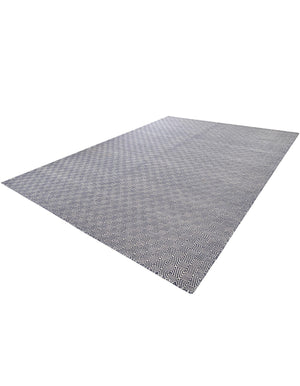 Navy Blue 10' x 14' 1 Geo Trellis Flatweave Rectangle Area Rug 80% Wool & 20% Cotton Natural Geometric Carpet for Living, Office, Dining, Dorms for Sale at Rug Engine