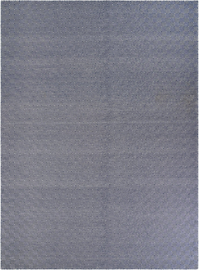 Navy Blue 10' x 14' 1 Geo Trellis Flatweave Rectangle Area Rug 80% Wool & 20% Cotton Natural Geometric Carpet for Living, Office, Dining, Dorms for Sale at Rug Engine