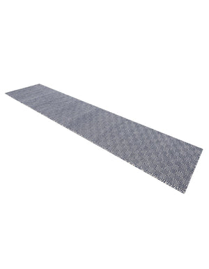 Navy Blue 2' 7 x 12' Geo Trellis Flatweave Runner Area Rug 80% Wool & 20% Cotton Natural Geometric Carpet for Living, Office, Dining, Dorms for Sale at Rug Engine