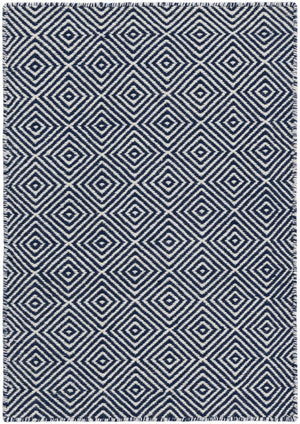 Navy Blue 2' x 3' 1 Geo Trellis Flatweave Rectangle Area Rug 80% Wool & 20% Cotton Natural Geometric Carpet for Living, Office, Dining, Dorms for Sale at Rug Engine