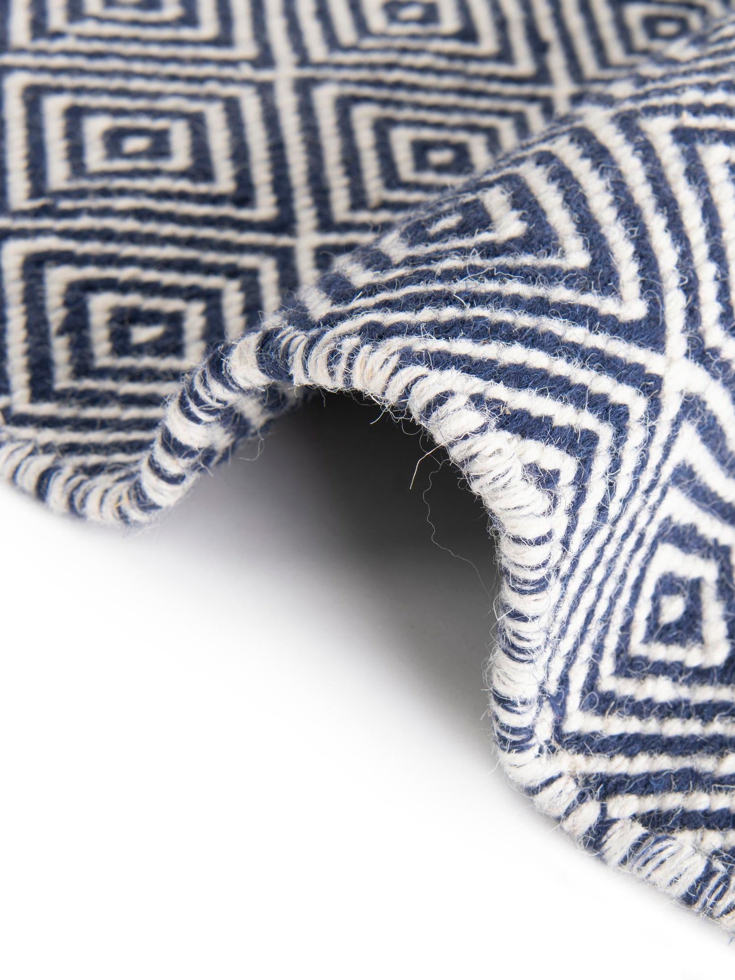 Navy Blue 5' 1 x 8' Geo Trellis Flatweave Rectangle Area Rug 80% Wool & 20% Cotton Natural Geometric Carpet for Living, Office, Dining, Dorms for Sale at Rug Engine