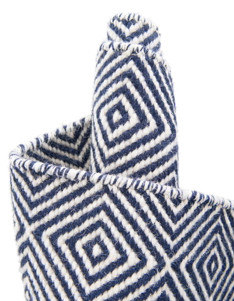 Navy Blue 9' x 12' Geo Trellis Flatweave Rectangle Area Rug 80% Wool & 20% Cotton Natural Geometric Carpet for Living, Office, Dining, Dorms for Sale at Rug Engine