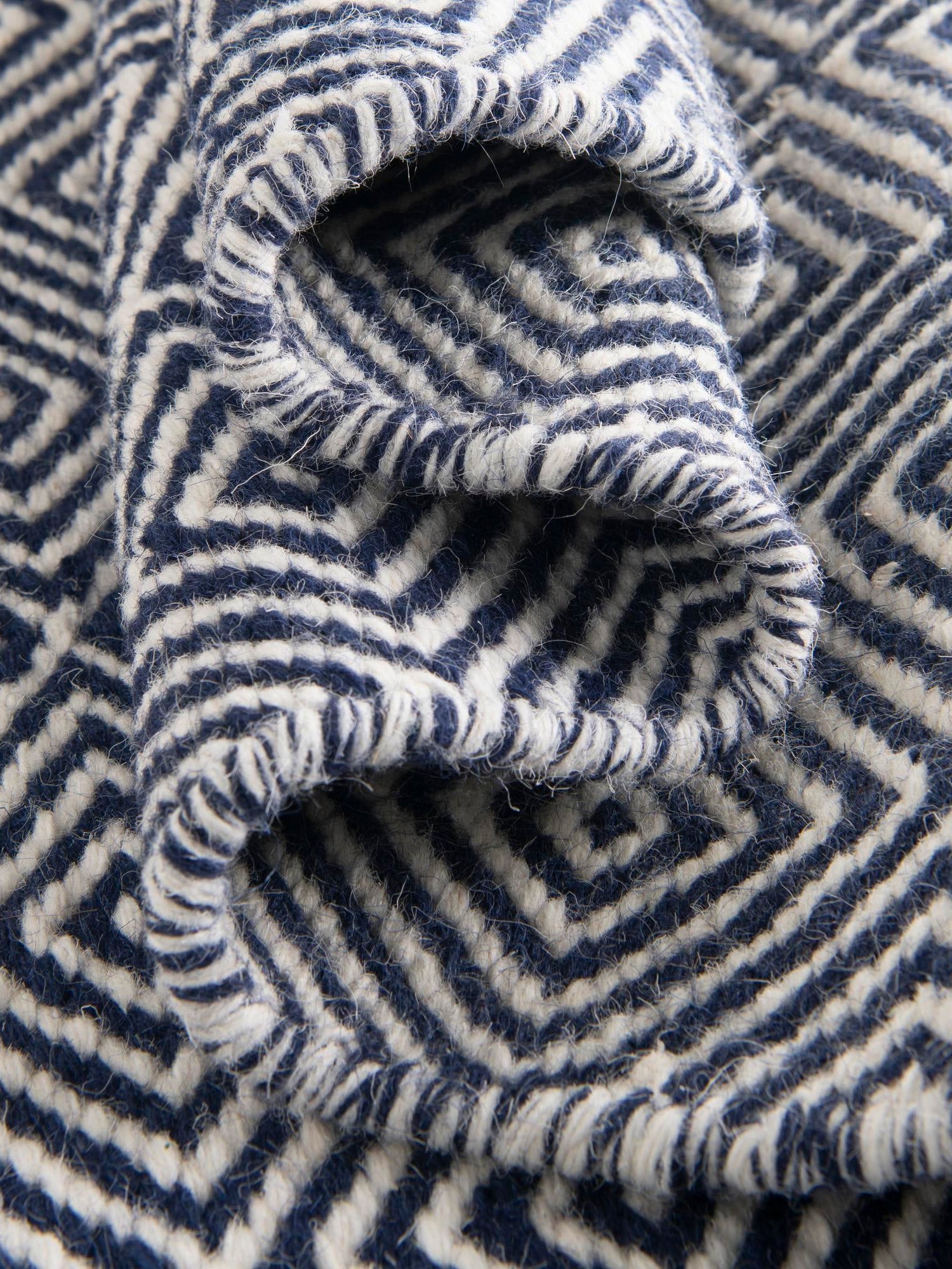 Navy Blue 5' 1 x 8' Geo Trellis Flatweave Rectangle Area Rug 80% Wool & 20% Cotton Natural Geometric Carpet for Living, Office, Dining, Dorms for Sale at Rug Engine