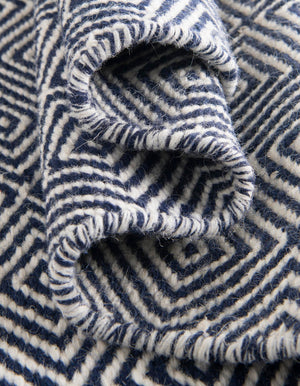 Navy Blue 5' 1 x 8' Geo Trellis Flatweave Rectangle Area Rug 80% Wool & 20% Cotton Natural Geometric Carpet for Living, Office, Dining, Dorms for Sale at Rug Engine
