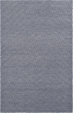 Navy Blue 5' 1 x 8' Geo Trellis Flatweave Rectangle Area Rug 80% Wool & 20% Cotton Natural Geometric Carpet for Living, Office, Dining, Dorms for Sale at Rug Engine