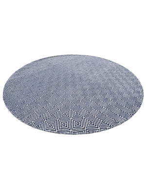 Navy Blue 6' 1 x 6' 1 Geo Trellis Flatweave Round Area Rug 80% Wool & 20% Cotton Natural Geometric Carpet for Living, Office, Dining, Dorms for Sale at Rug Engine