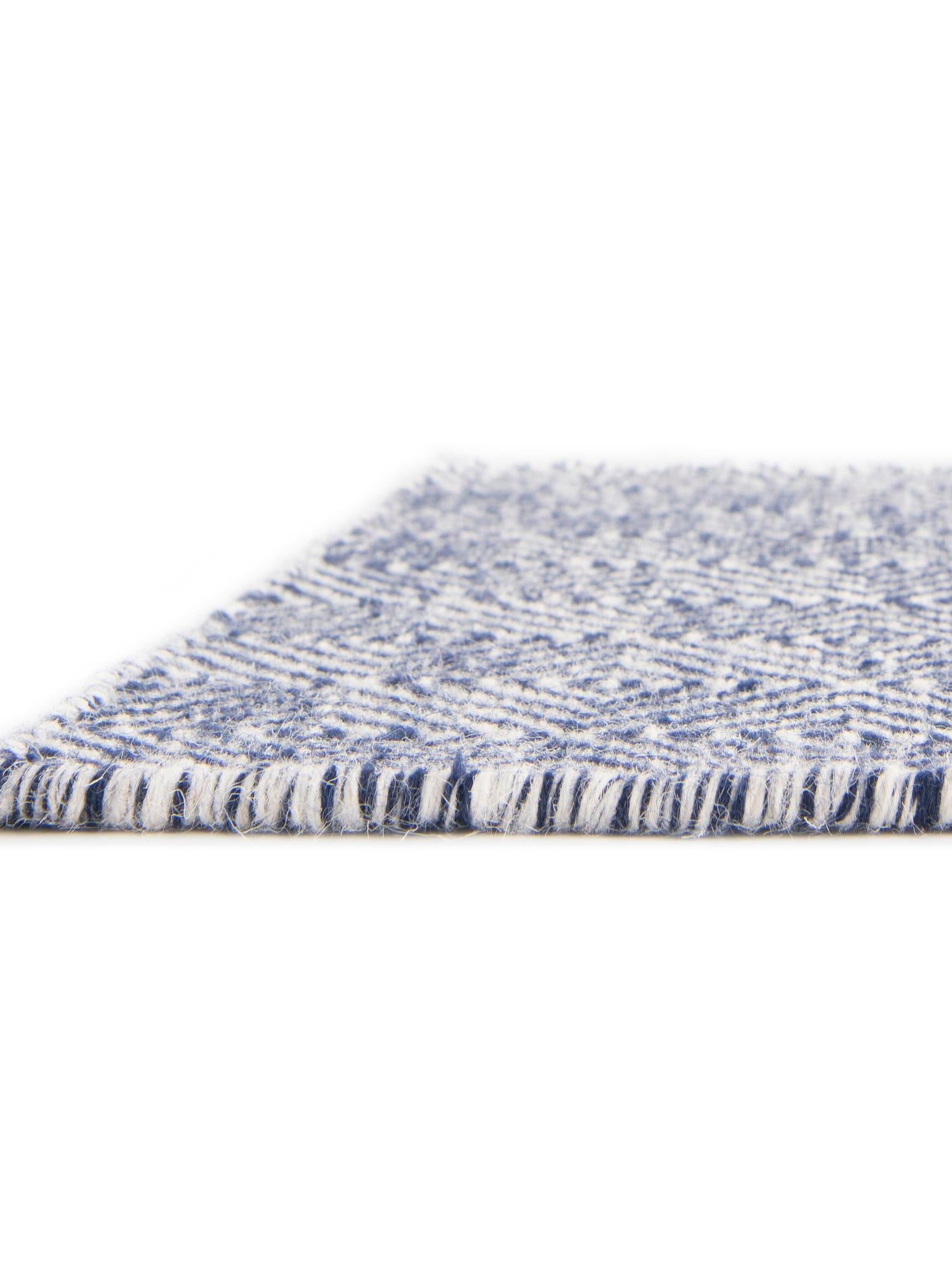 Navy Blue 2' 7 x 12' Geo Trellis Flatweave Runner Area Rug 80% Wool & 20% Cotton Natural Geometric Carpet for Living, Office, Dining, Dorms for Sale at Rug Engine