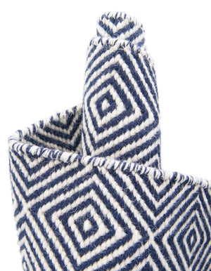 Navy Blue 2' 7 x 14' 1 Geo Trellis Flatweave Runner Area Rug 80% Wool & 20% Cotton Natural Geometric Carpet for Living, Office, Dining, Dorms for Sale at Rug Engine