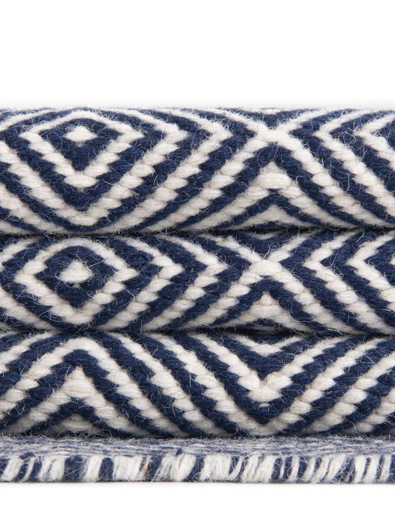 Navy Blue 2' x 6' 1 Geo Trellis Flatweave Runner Area Rug 80% Wool & 20% Cotton Natural Geometric Carpet for Living, Office, Dining, Dorms for Sale at Rug Engine