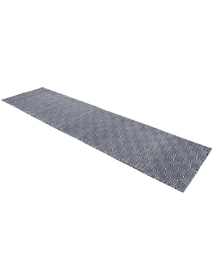 Navy Blue 2' x 8' Geo Trellis Flatweave Runner Area Rug 80% Wool & 20% Cotton Natural Geometric Carpet for Living, Office, Dining, Dorms for Sale at Rug Engine