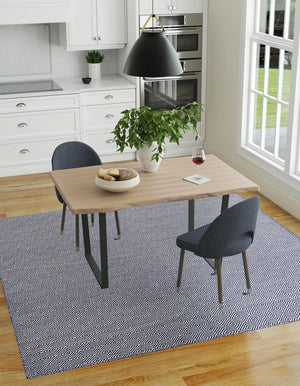 Navy Blue 10' x 10' Geo Trellis Flatweave Square Area Rug 80% Wool & 20% Cotton Natural Geometric Carpet for Living, Office, Dining, Dorms for Sale at Rug Engine