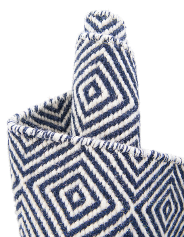 Navy Blue 10' x 10' Geo Trellis Flatweave Square Area Rug 80% Wool & 20% Cotton Natural Geometric Carpet for Living, Office, Dining, Dorms for Sale at Rug Engine
