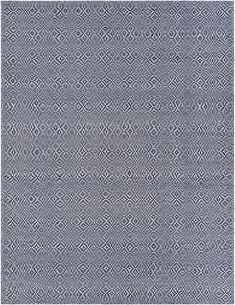 Navy Blue 9' x 12' Geo Trellis Flatweave Rectangle Area Rug 80% Wool & 20% Cotton Natural Geometric Carpet for Living, Office, Dining, Dorms for Sale at Rug Engine
