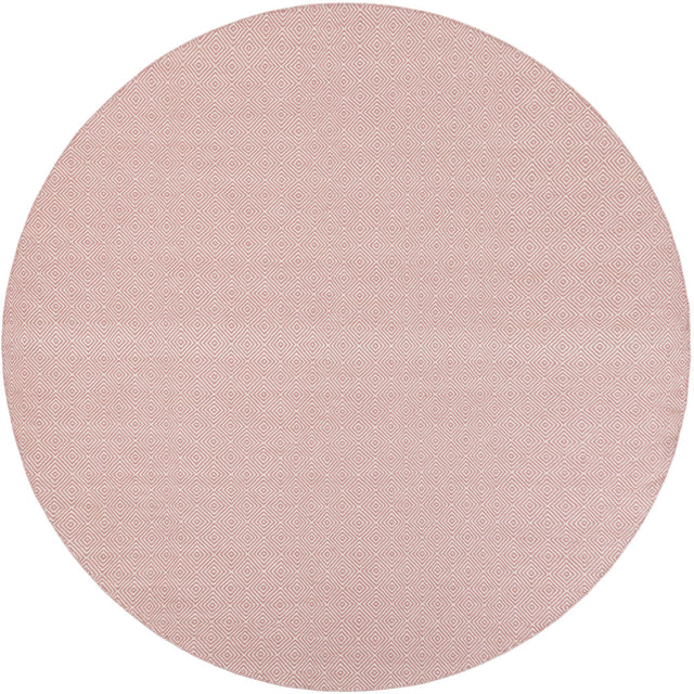 Pink 10' x 10' Geo Trellis Flatweave Round Area Rug 80% Wool & 20% Cotton Natural Geometric Carpet for Living, Office, Dining, Dorms for Sale at Rug Engine