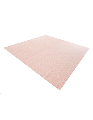 Pink 10' x 10' Geo Trellis Flatweave Square Area Rug 80% Wool & 20% Cotton Natural Geometric Carpet for Living, Office, Dining, Dorms for Sale at Rug Engine