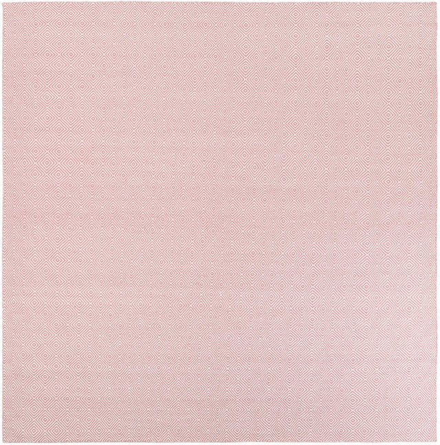 Pink 10' x 10' Geo Trellis Flatweave Square Area Rug 80% Wool & 20% Cotton Natural Geometric Carpet for Living, Office, Dining, Dorms for Sale at Rug Engine