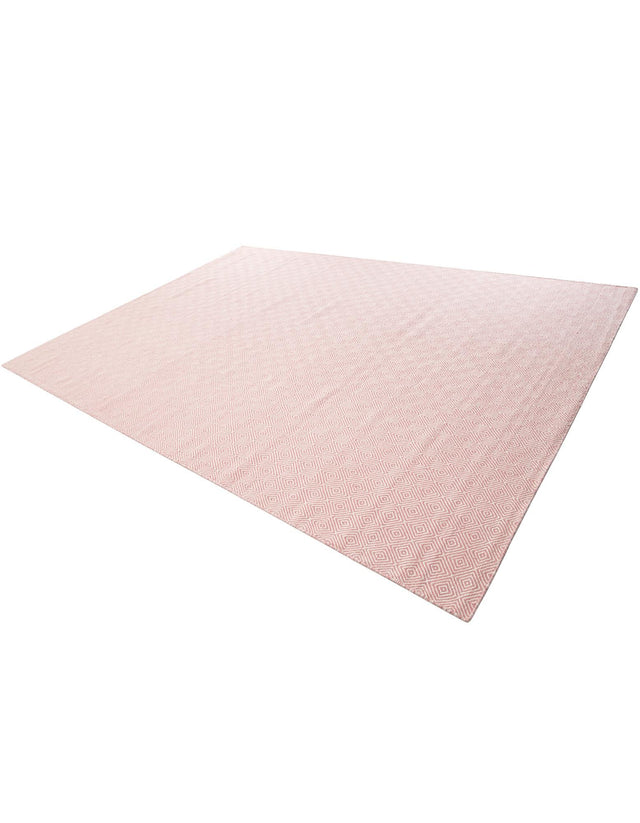 Pink 10' x 14' 1 Geo Trellis Flatweave Rectangle Area Rug 80% Wool & 20% Cotton Natural Geometric Carpet for Living, Office, Dining, Dorms for Sale at Rug Engine