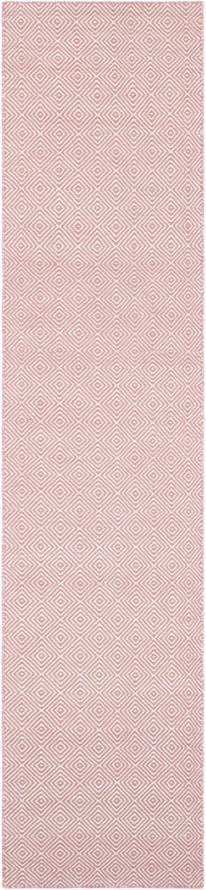 Pink 2' 7 x 12' Geo Trellis Flatweave Runner Area Rug 80% Wool & 20% Cotton Natural Geometric Carpet for Living, Office, Dining, Dorms for Sale at Rug Engine